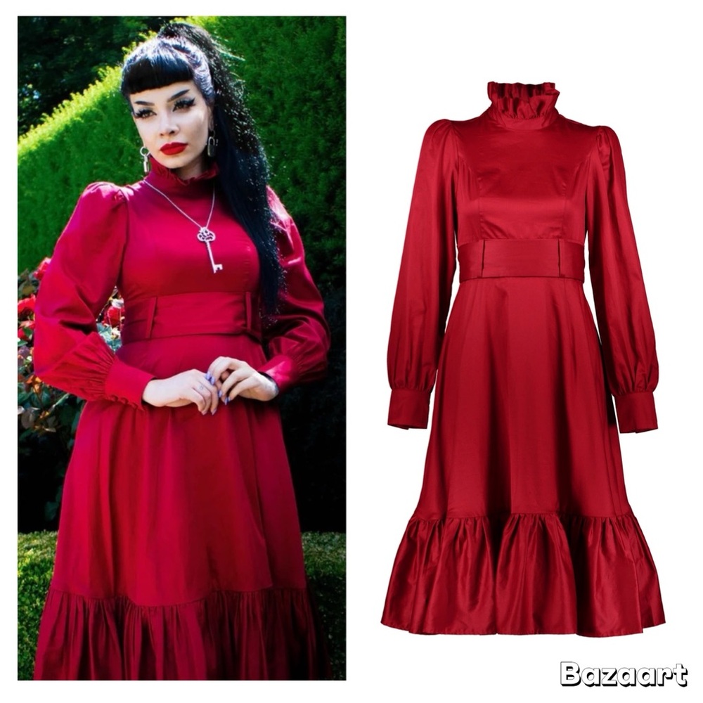 Victoria Dress by Blackwood Castle in Crimson SIZE:SMALL